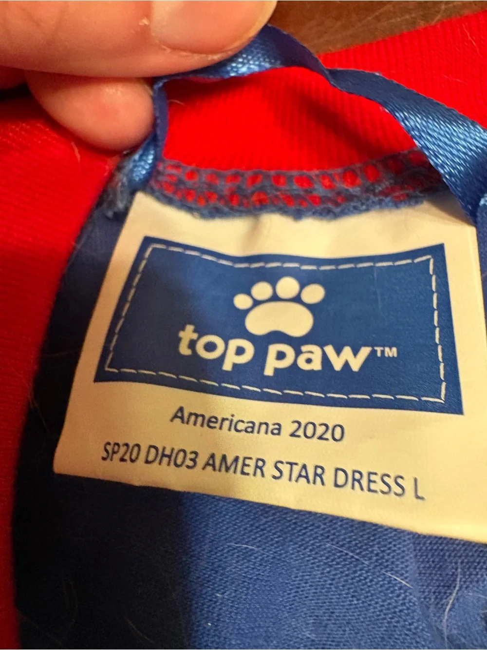 Top Paw Blue and Red Star Ruffle Dog Dress with Bandana
